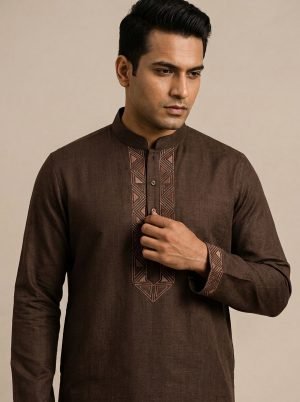 Man_wearing_patterned_Panjabi_202608311724 The Regal Noir